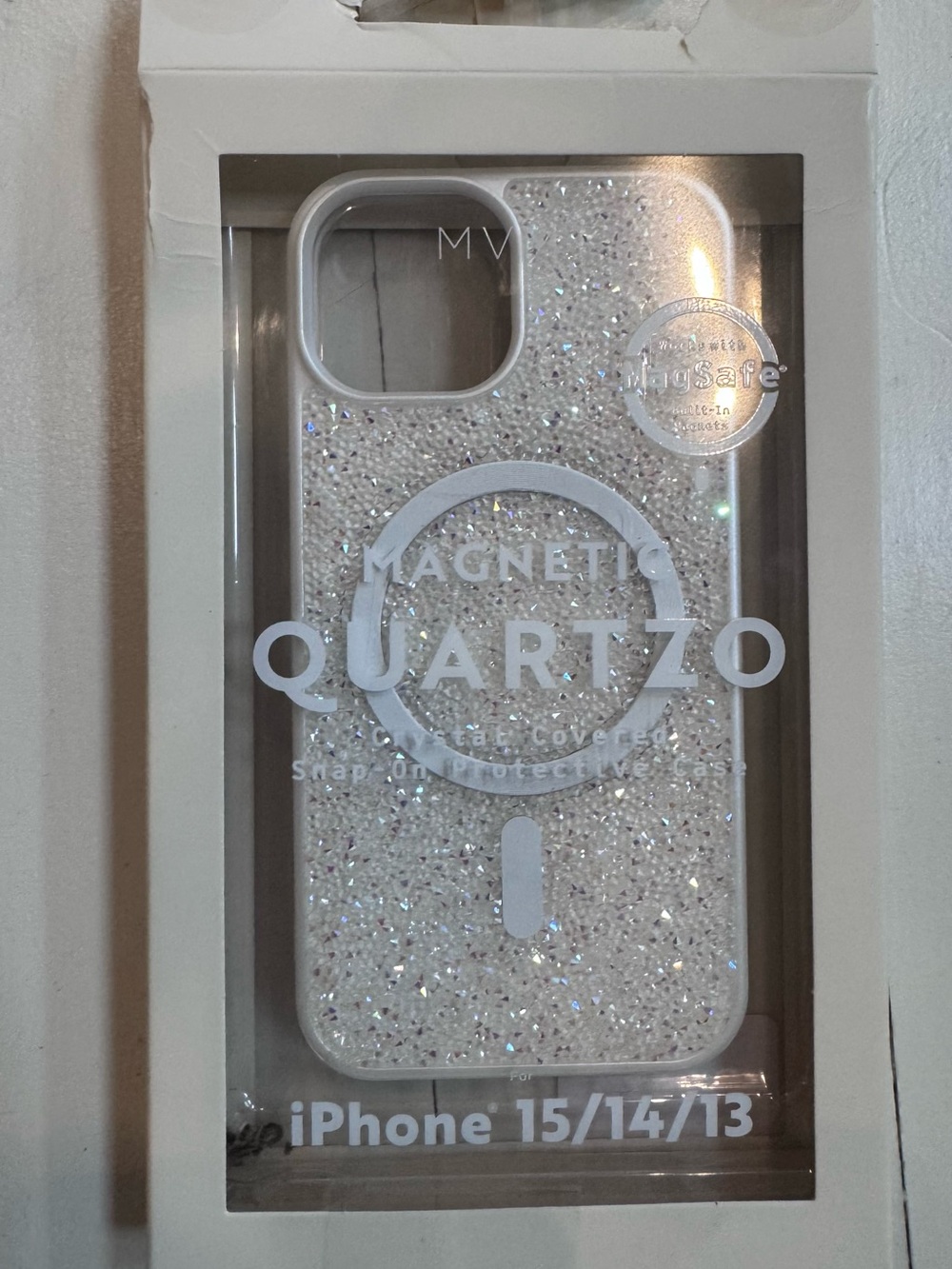 Magnetic Glitter Phone Case for iPhone 15/14/13 - White Sparkle